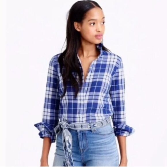 J.Crew Women's Popover Crinkle Plaid Top - Picture 7 of 7